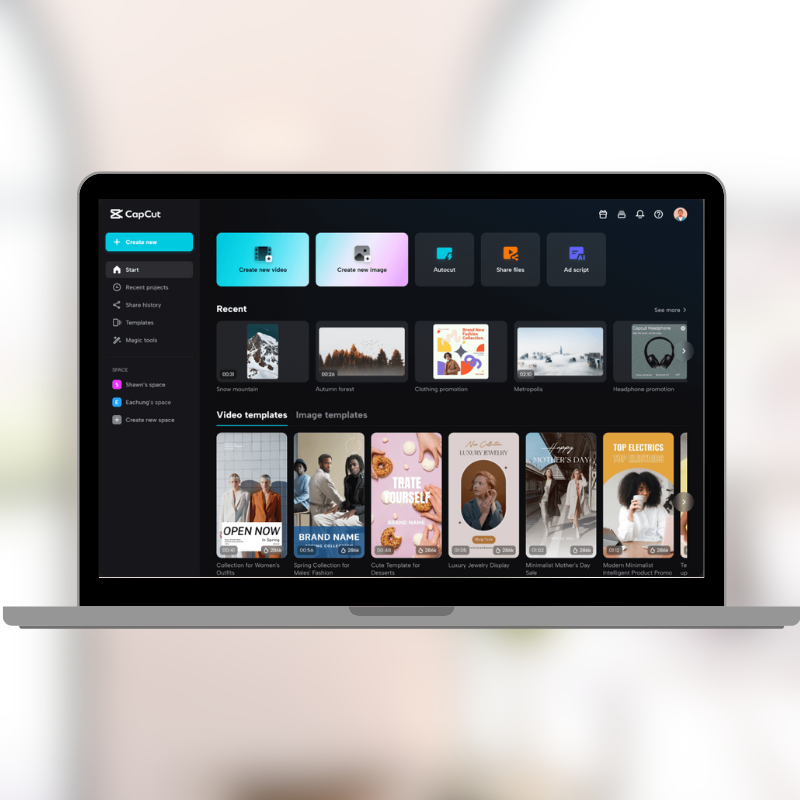 Screenshot of CapCut editing platform