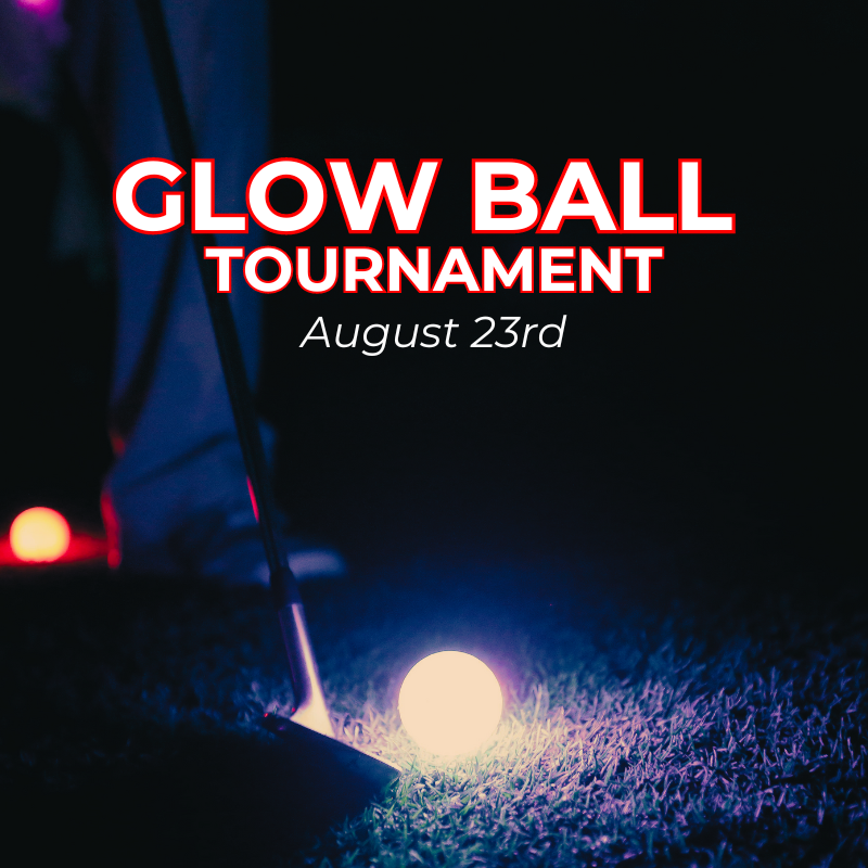 An advertisement for a glow ball tournament on august 23rd