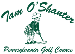 Logo. A cartoon golfer in a kilt, with text "Tam O'Shanter" and "Pennsylvania Golf Course."
