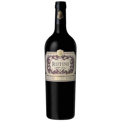 Botella de vino tinto Rutini con etiqueta oscura.