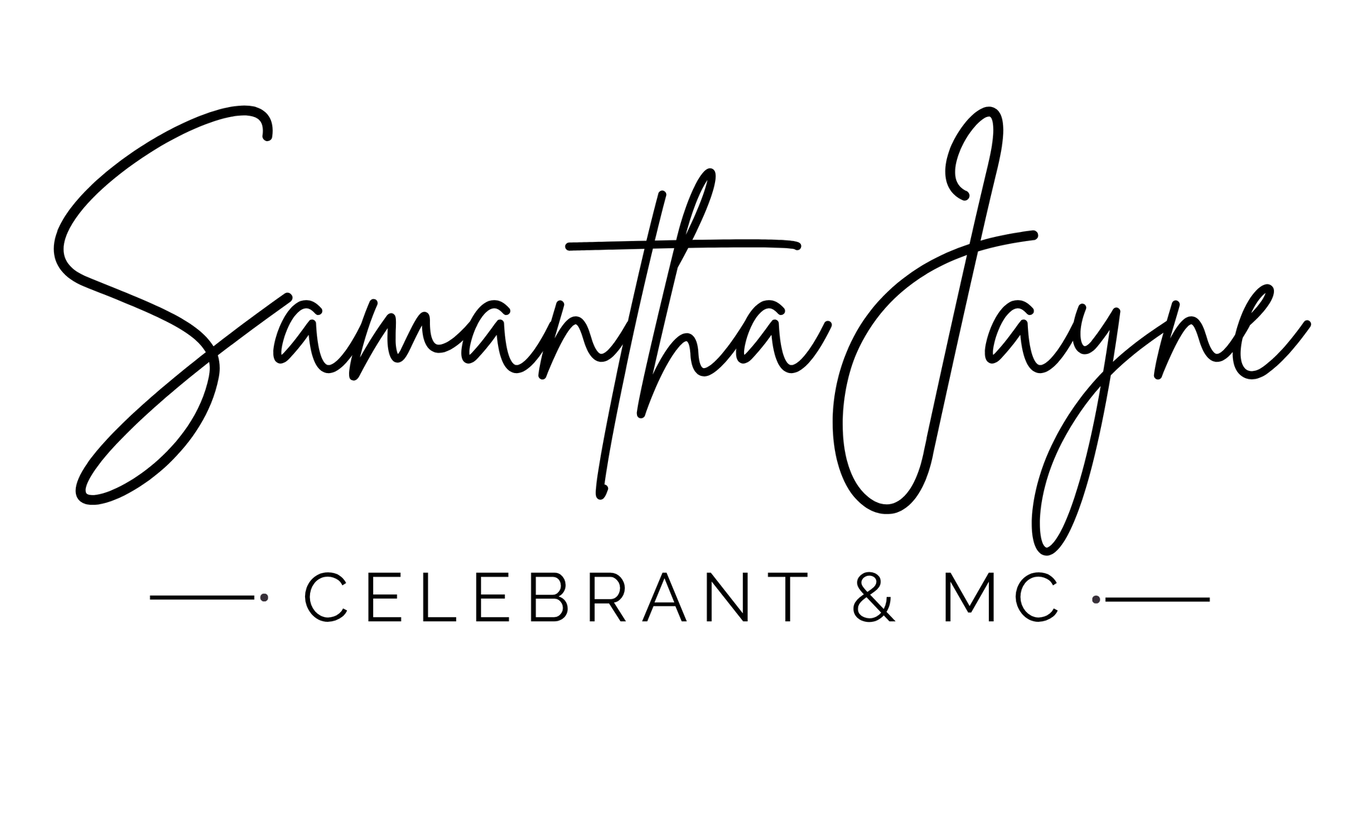 Samantha Jayne Celebrant logo in black script.