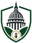Green shield logo with U.S. Capitol dome and crossed-out ant symbol at the bottom