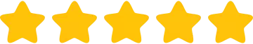 Five golden stars in a horizontal row, representing a five-star rating.