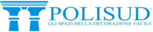 Logo blu con disegno ad arco e scritta "POLISUD", con testo in italiano sotto.