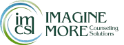 Logo for Imagine More Counseling Solutions, featuring a blue and green swirl icon next to the company name in dark text.
