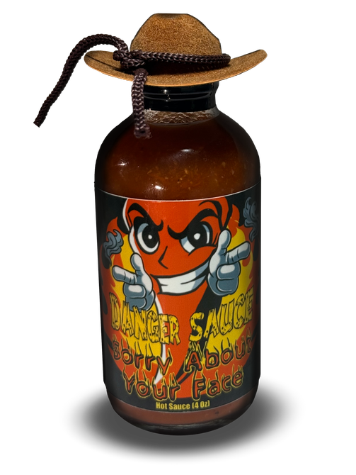 4oz bottle of Danger Sauce handcrafted Carolina Reapers Hot Sauce