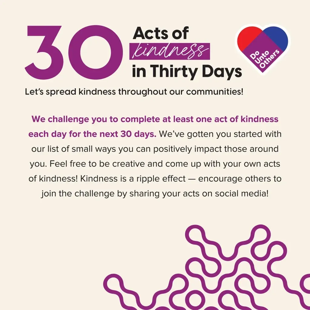 A poster for acts of kindness in thirty days.
