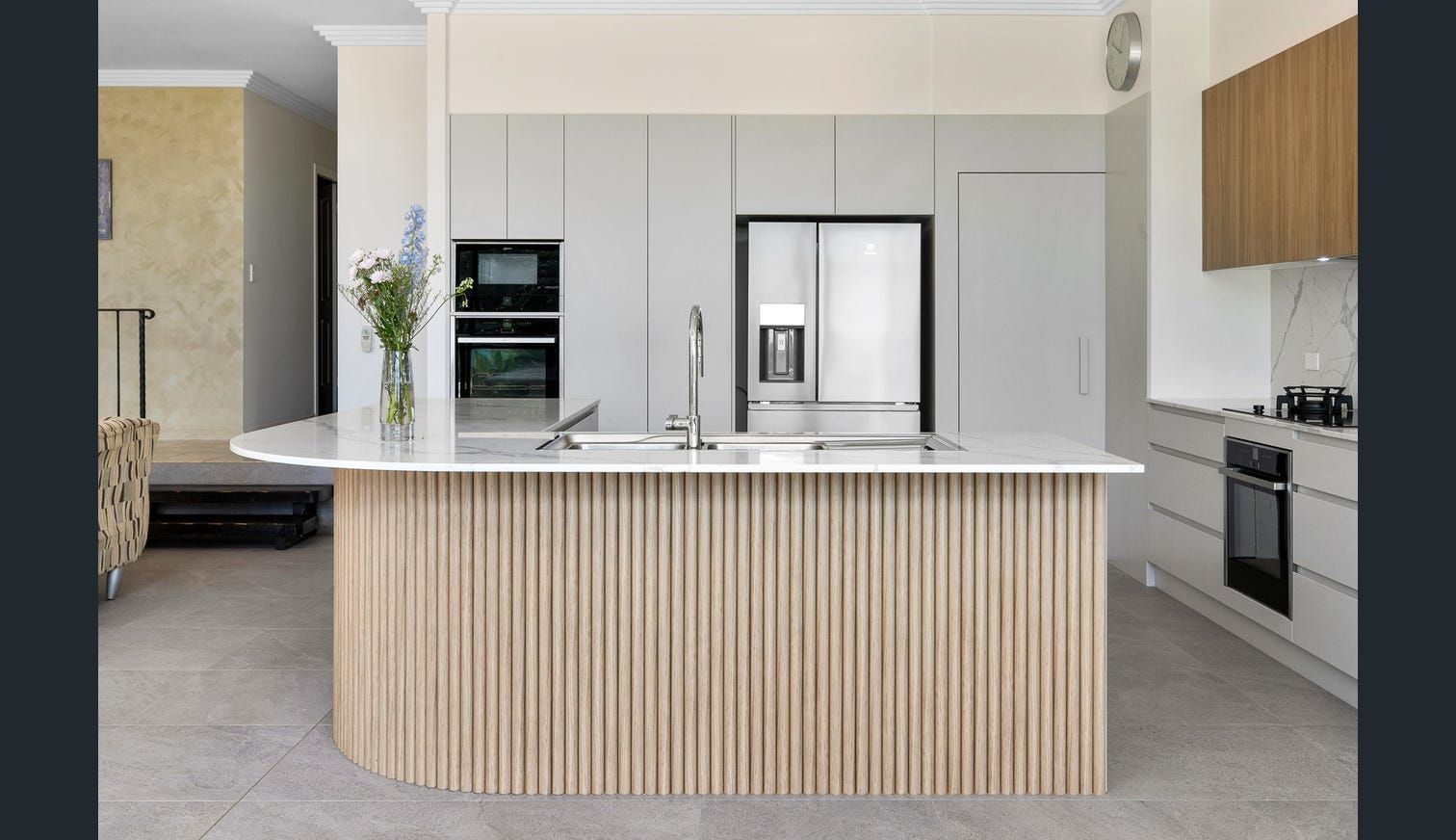 A Kitchen With A Sink And Wooden Design — Infinity Kitchens & Cabinets in Alstonville, NSW
