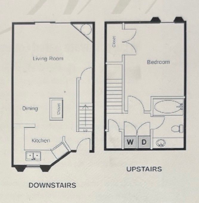Floor Plan: Mansion West 1 Bed · 1 Bath · Townhouse
750 SQ. FT.