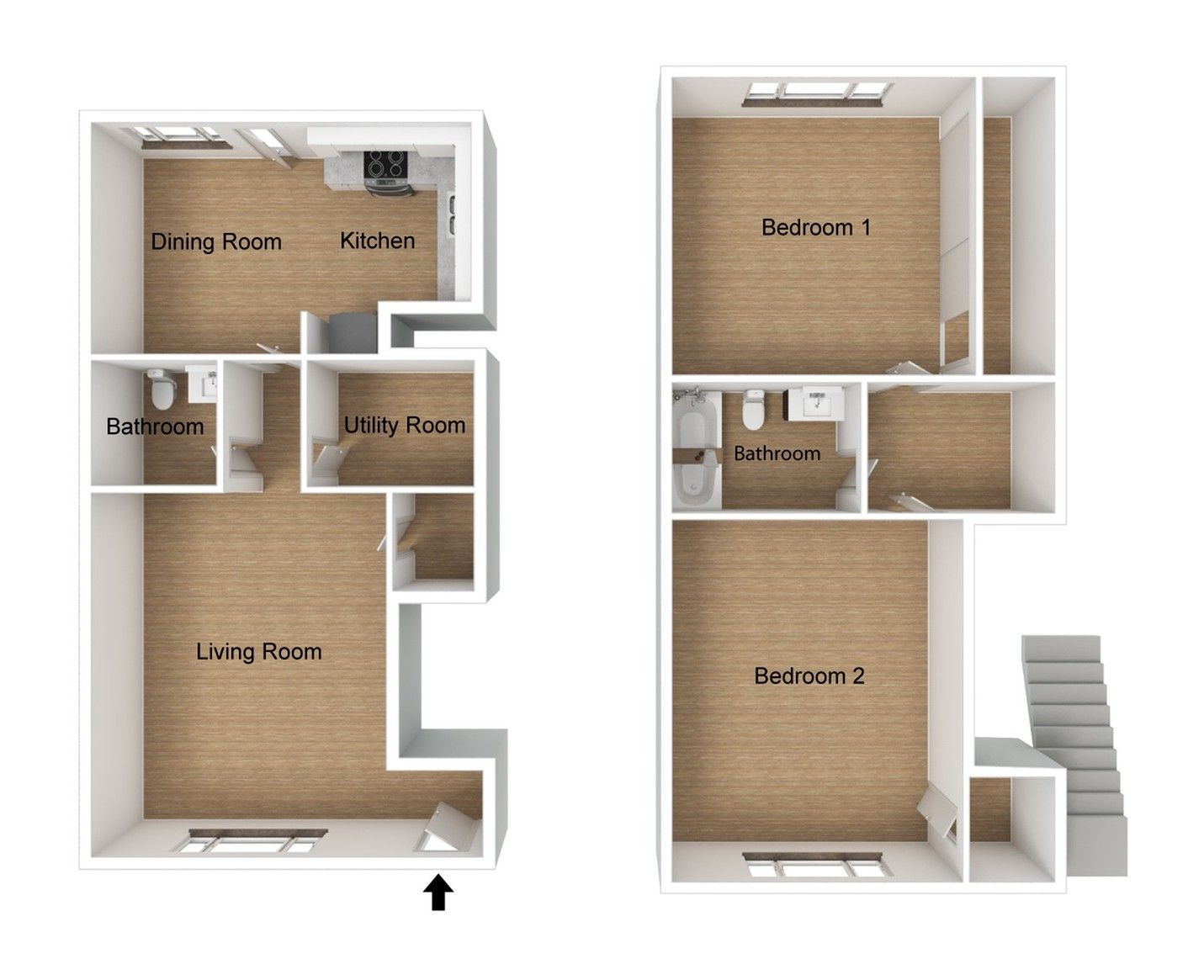 Floor Plan: Salem West 2 Bed · 1.5 Bath
922 SQ. FT.