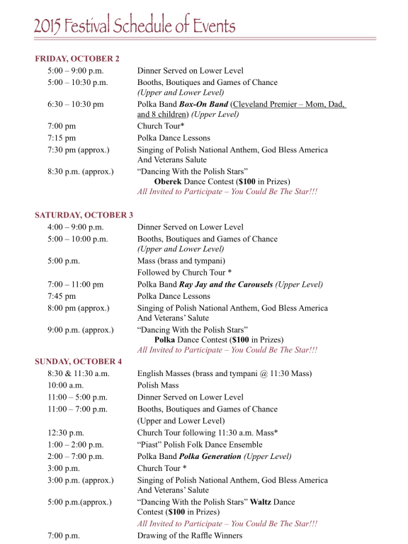 Festival Schedule
