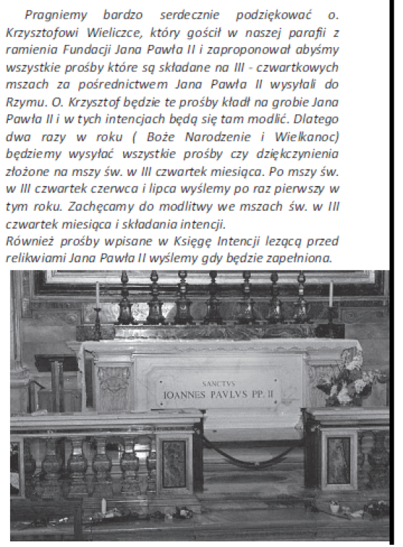 JPII tomb Polish Version of JPII letters notice