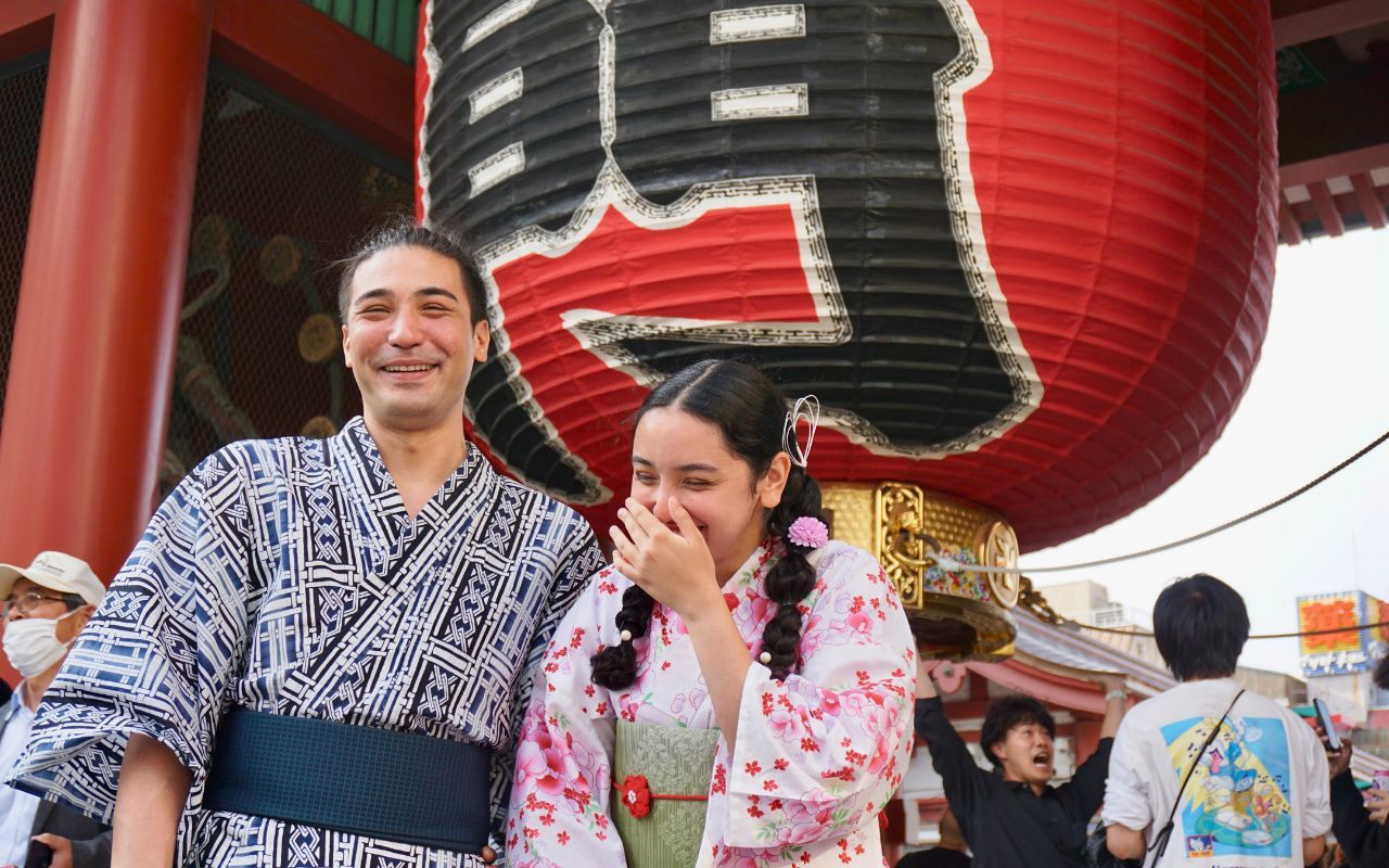 A couple in kimono