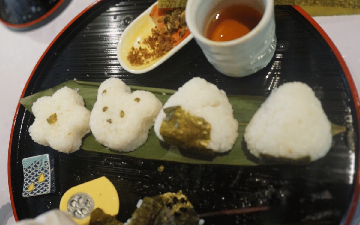 Onigiri with miso soup and tamagoyaki