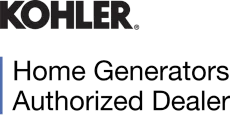 KOHLER logo with “Home Generators Authorized Dealer” text on white background
