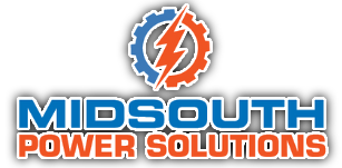 Midsouth Power Solutions logo with blue gear and orange lightning bolt