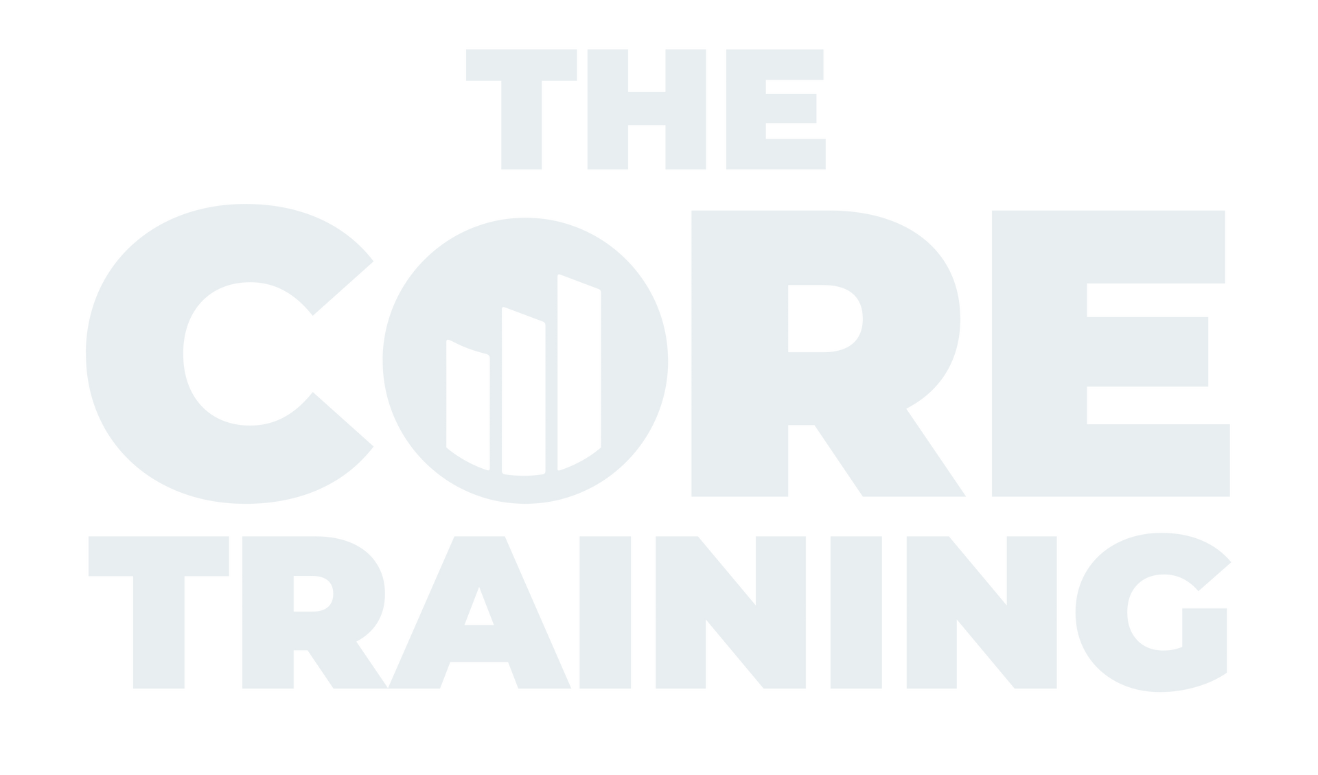 Faded logo reading “THE CORE TRAINING” in light gray, with a barbell icon inside the letter O.