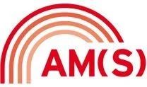 The ams logo has a rainbow in the middle of it.