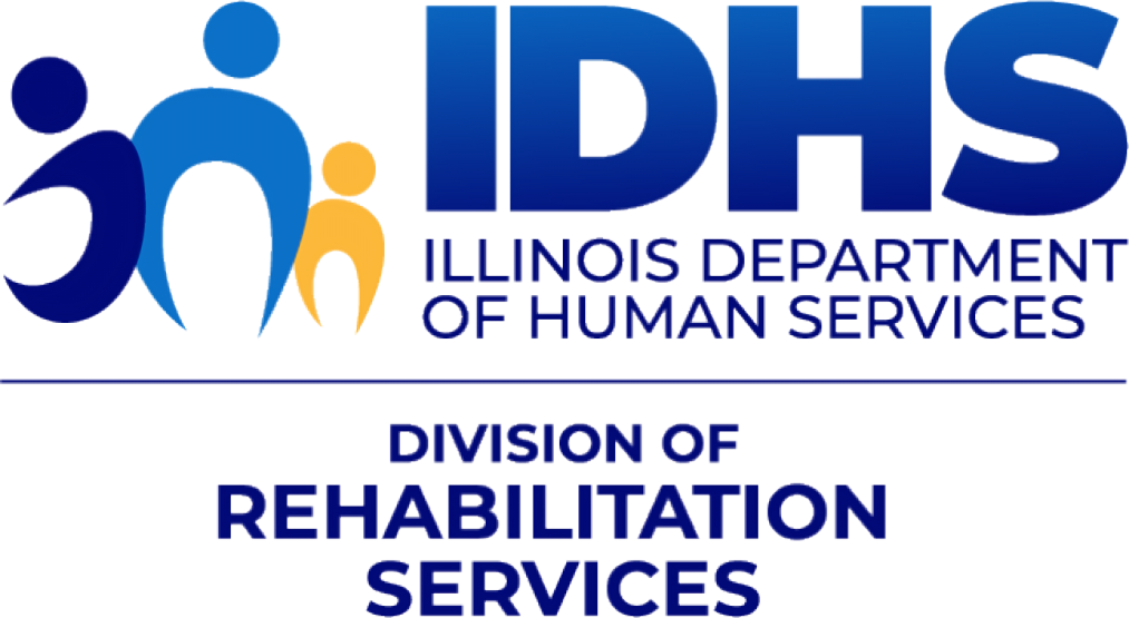 The illinois department of human services division of rehabilitation services logo