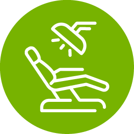 An icon of a dental chair with a light on it.