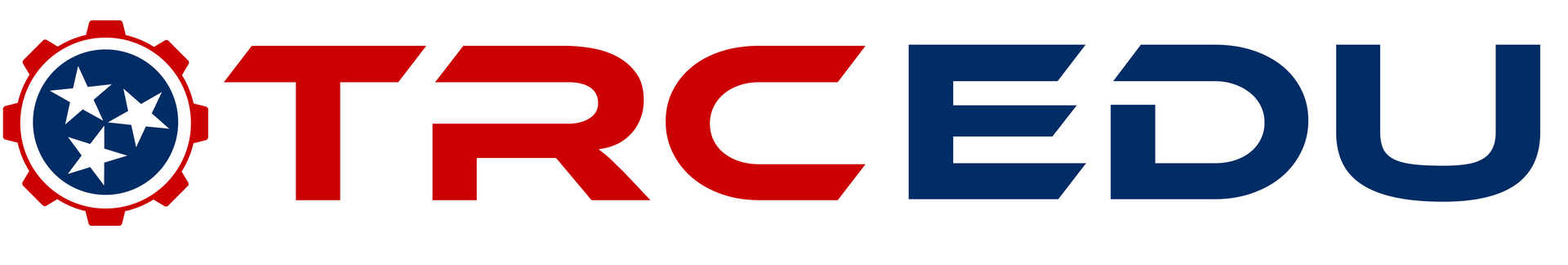 TRCEDU logo with red, white, and blue lettering and a circular star emblem