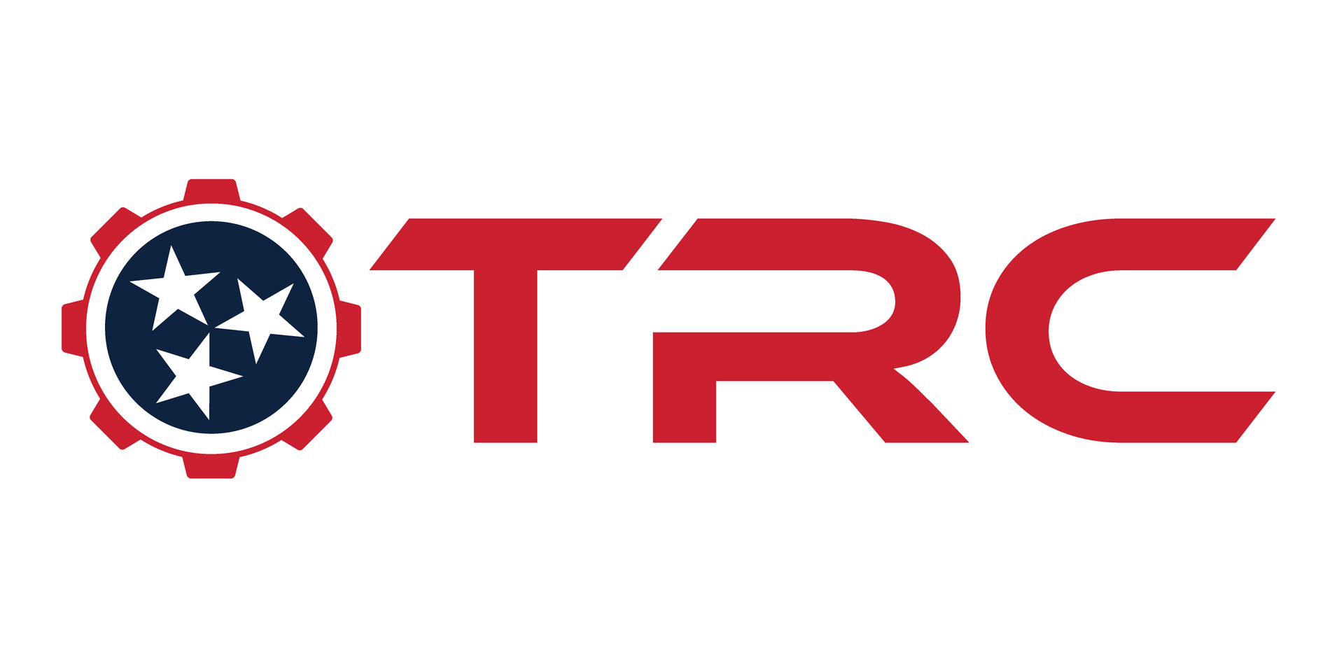 Logo with a cogwheel containing the Tennessee state flag and the letters TRC in red.