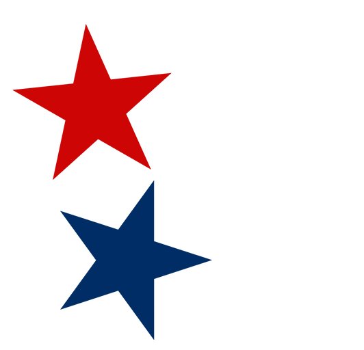 Red star above a blue star on a white background.