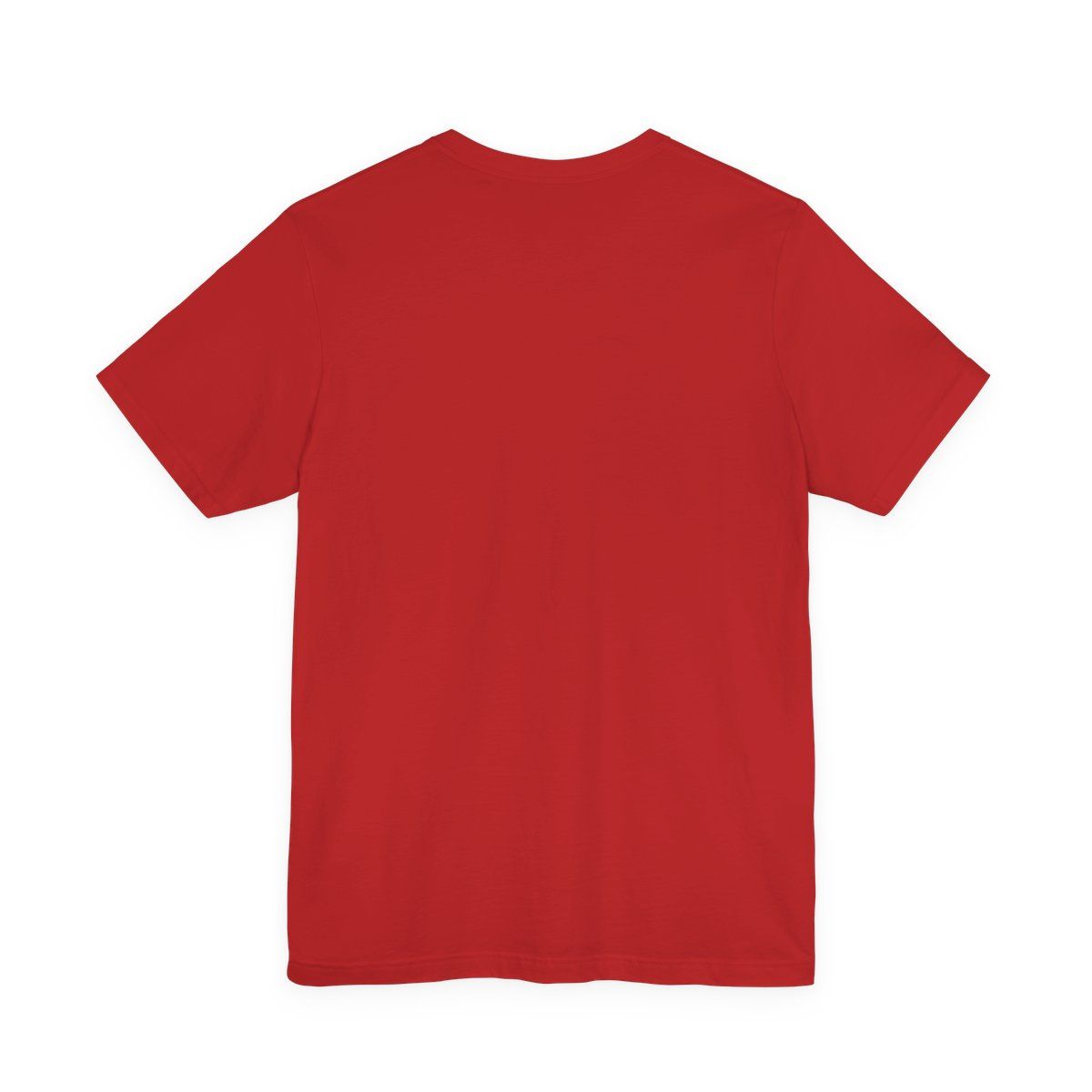 Red T-shirt with blue and white “Dare Mighty Things” text and logo centered on the chest