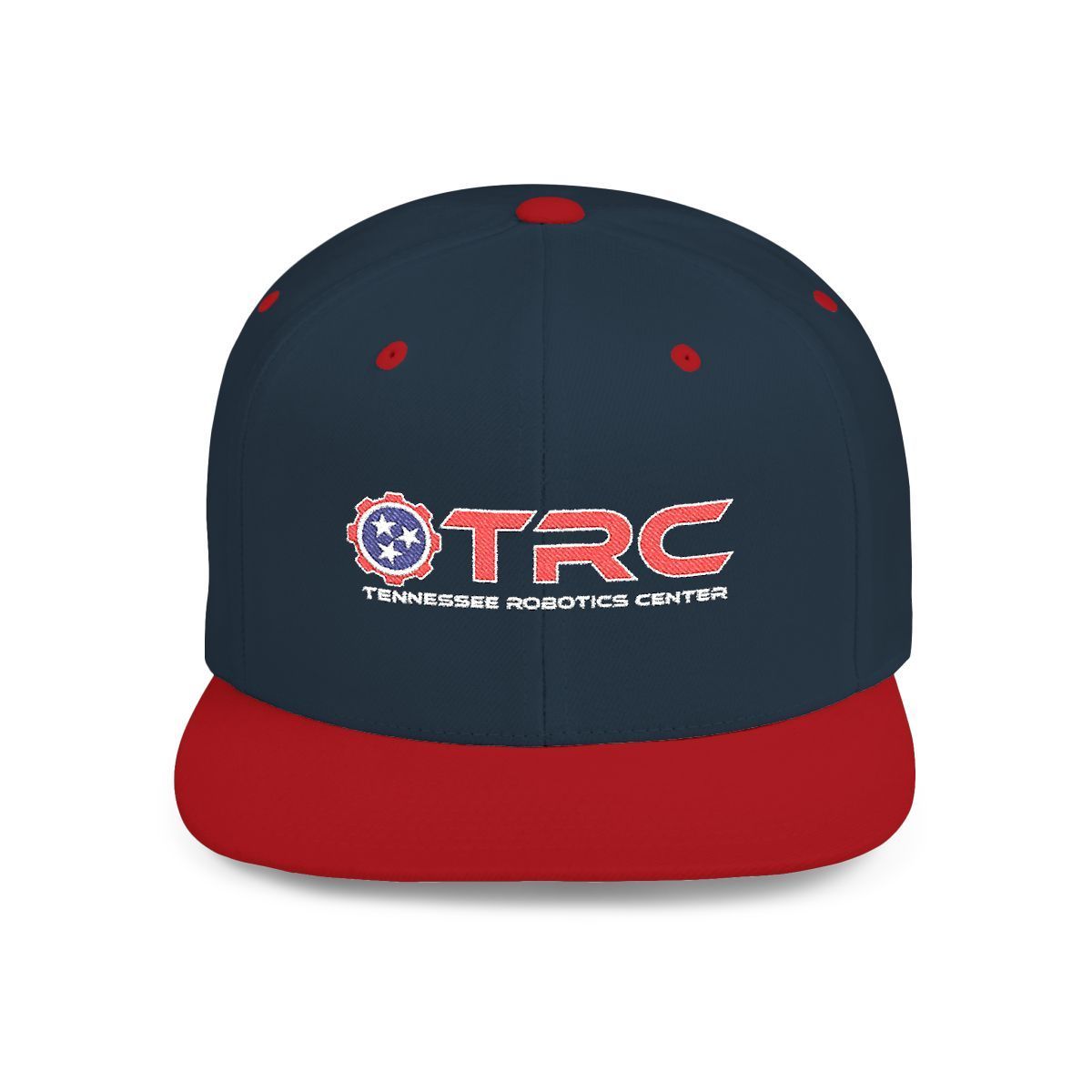 Navy and red TRC baseball cap with embroidered logo on front
