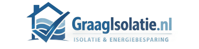 Graagsolatie.nl logo met blauw huis- en dakicoon op een witte achtergrond