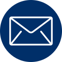 White envelope icon on a dark blue background.
