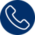 White phone icon in a blue circle.