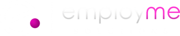 A logo for a company called e me with a pink circle in the middle.