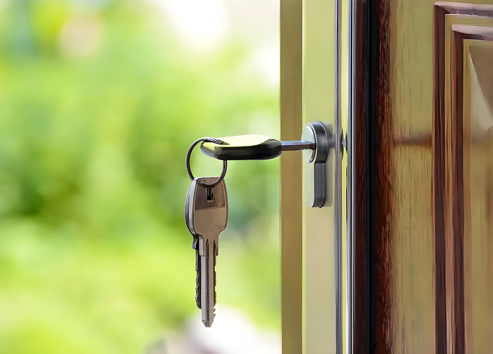 Key in Door Lock Outdoors