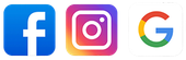 A facebook , instagram , and google logo on a white background.