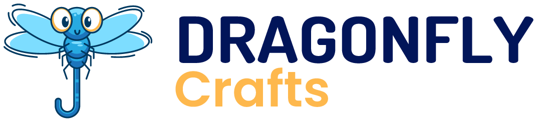 The logo for dragonfly crafts has a dragonfly on it.