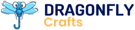 The logo for dragonfly crafts has a dragonfly on it.