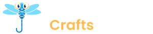 A logo for crafts with a dragonfly on it
