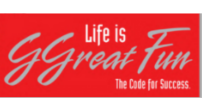 A red sign that says life is great fun