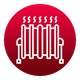 An icon of a radiator in a red circle.