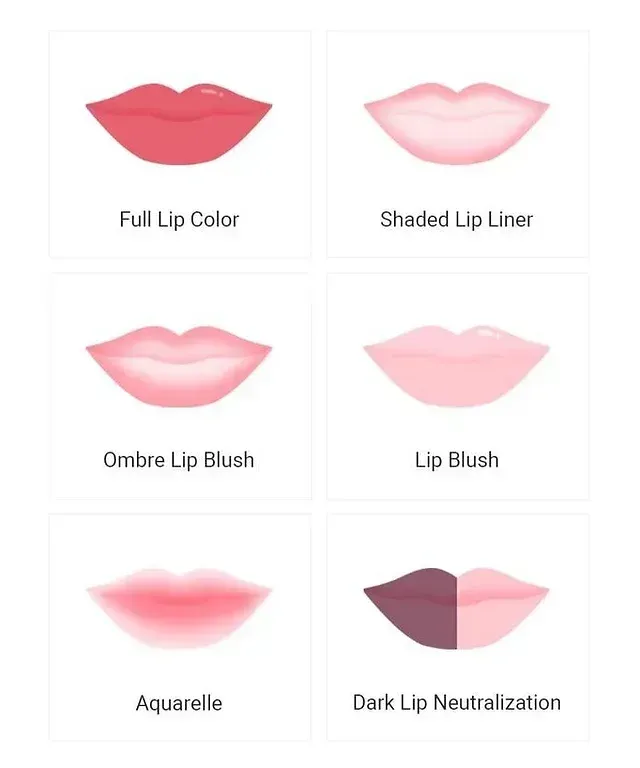 A picture of a woman 's lips with different lip colors
