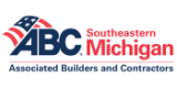 Logo of ABC Southeastern Michigan, an organization for Associated Builders and Contractors, with American flag design.