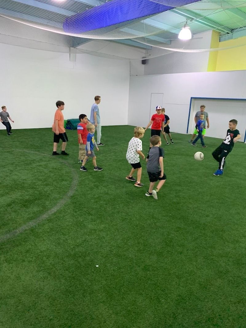 St. Pete Raiders kids playing indoor soccer