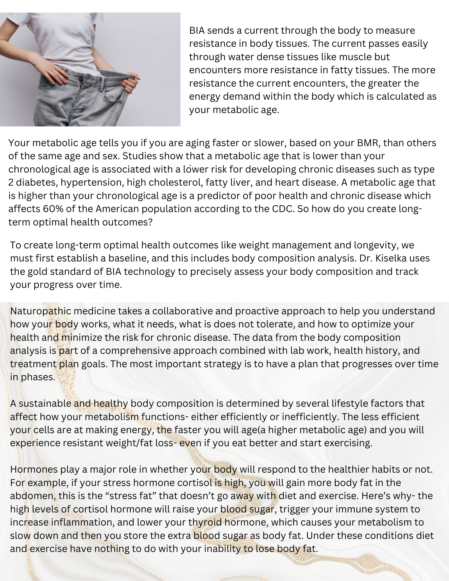 Person in gray shirt holding lower back, with text about back pain and exercises to relieve it.