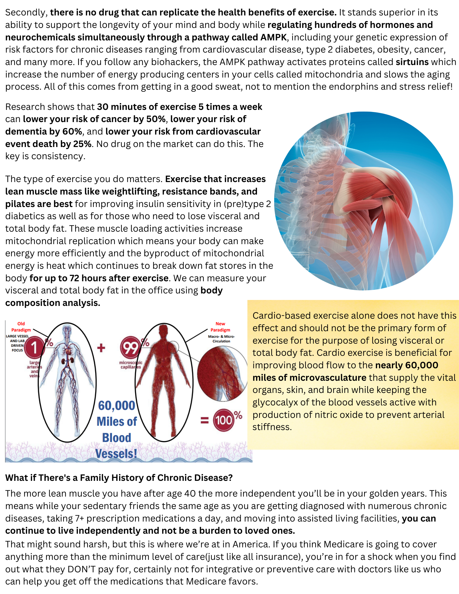 Medical infographic with text, a circulatory diagram, and a blue circle showing a pelvis artery illustration