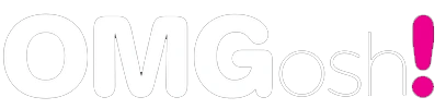 The word omgosh is drawn on a white background with a pink exclamation point.