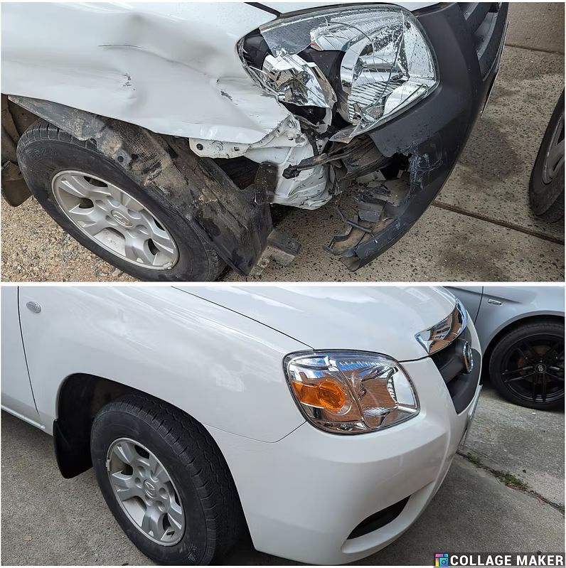 Damaged Vehicle Before and After Repair — Moto Bodyworks in Fyshwick, ACT