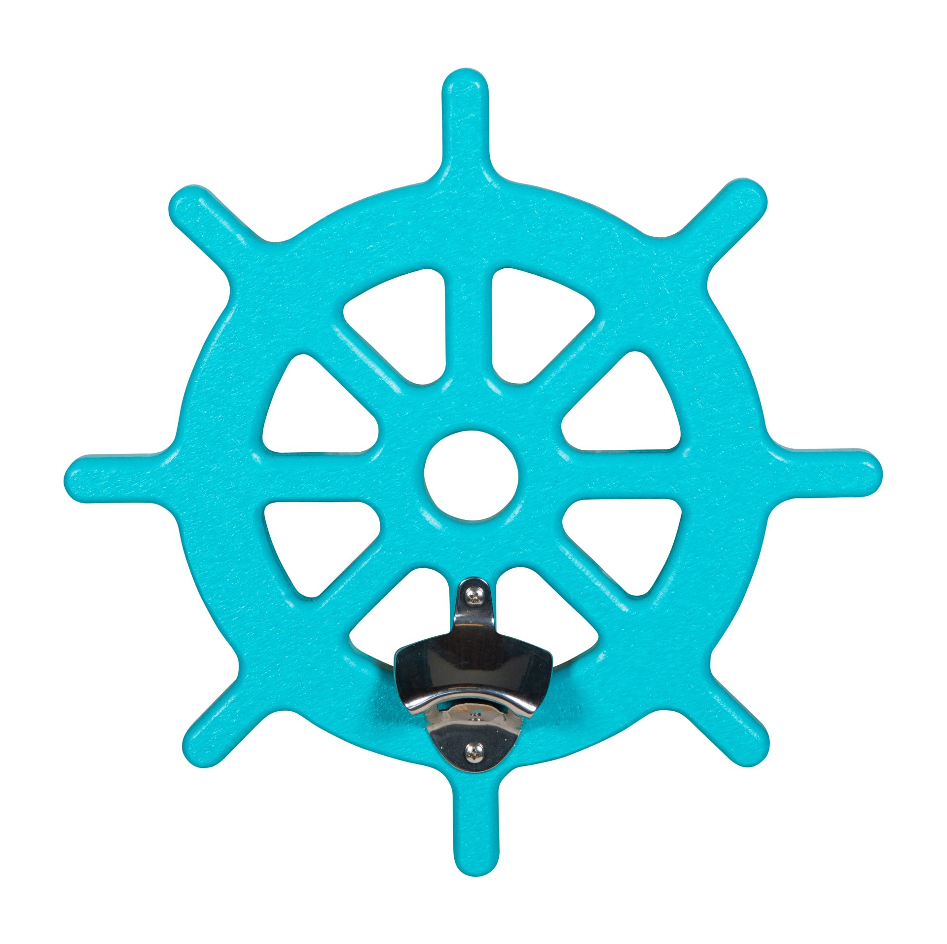 Wooden ship wheel bottle opener