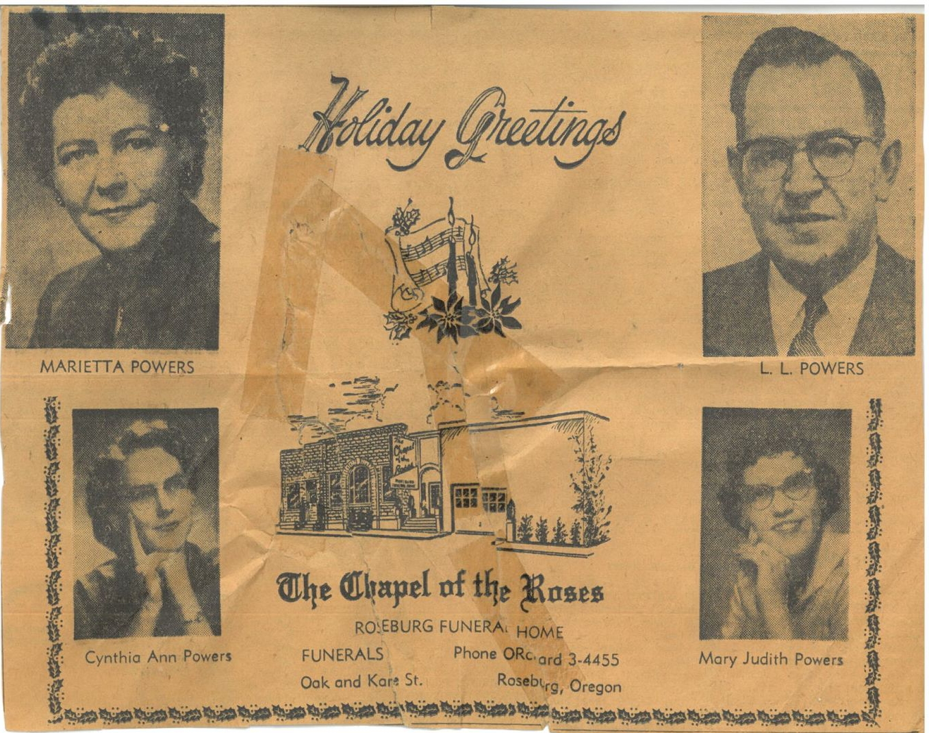 Vintage beige church flyer with portraits of the Powers