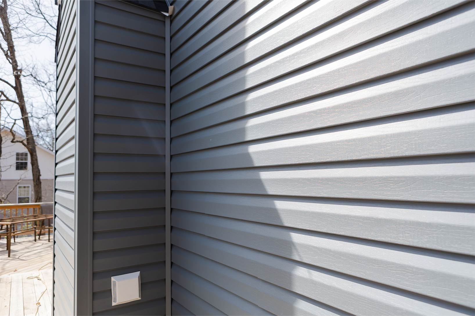 Close-up of professionally installed siding